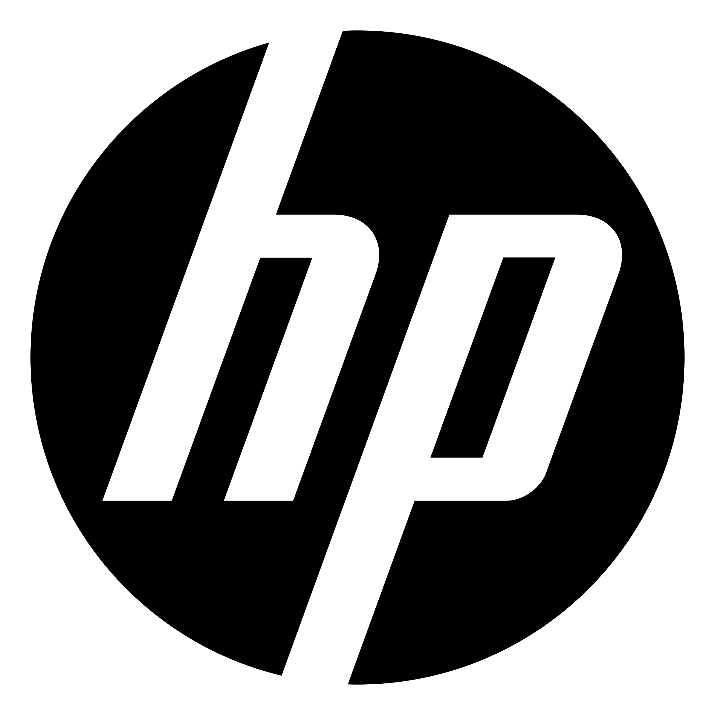 hewlett packard logo black and white